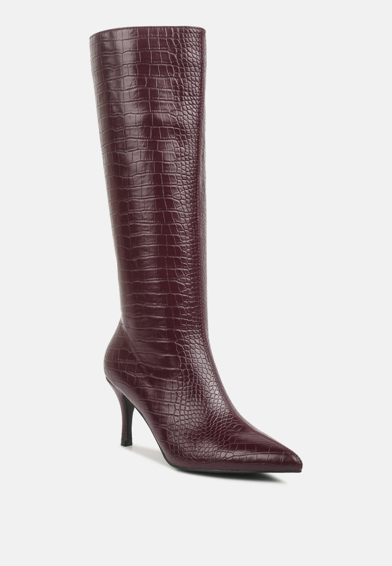 Uptown Pointed Mid Heel Calf Boots-1