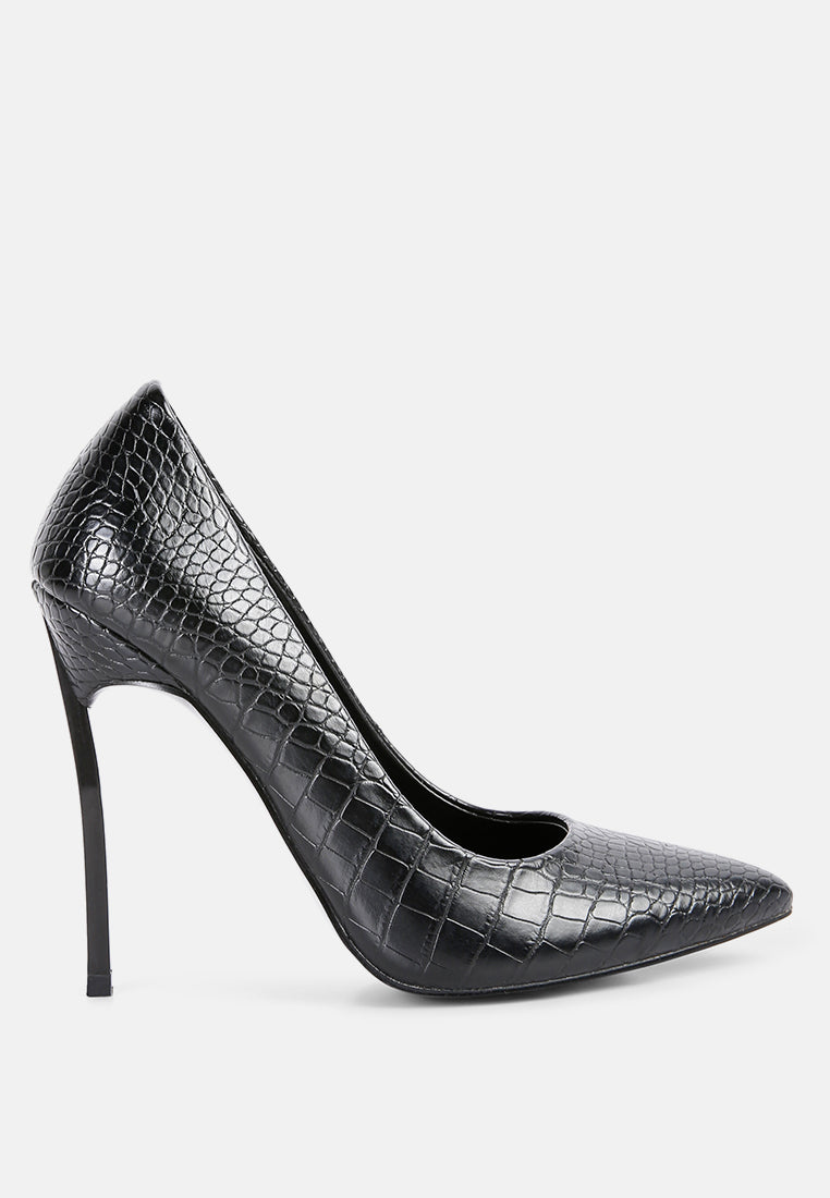 Urchin Croc High Stiletto Heel Pumps-5
