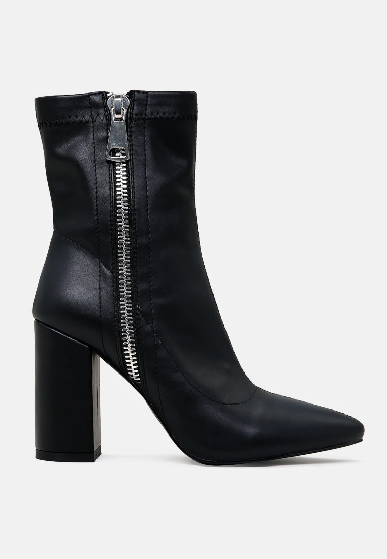 Valeria Pointed Toe High Ankle Boots With Side Zipper-0