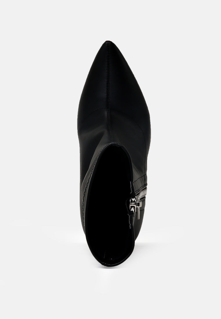 Valeria Pointed Toe High Ankle Boots With Side Zipper-3