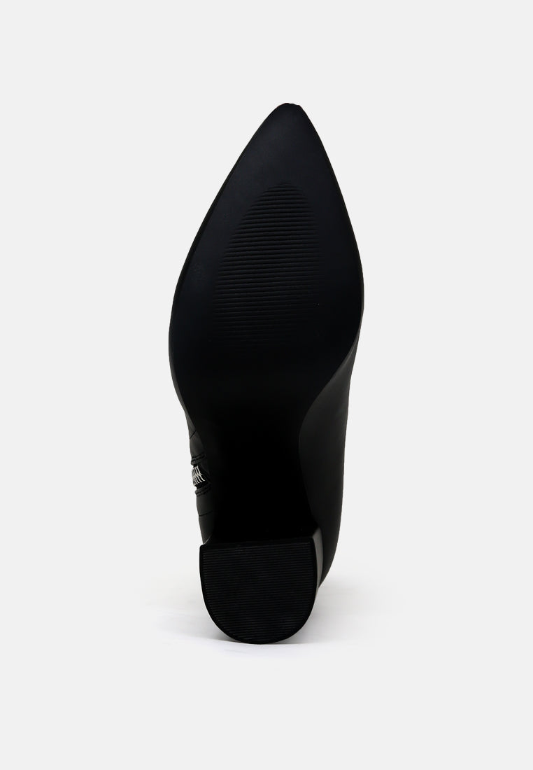 Valeria Pointed Toe High Ankle Boots With Side Zipper-4
