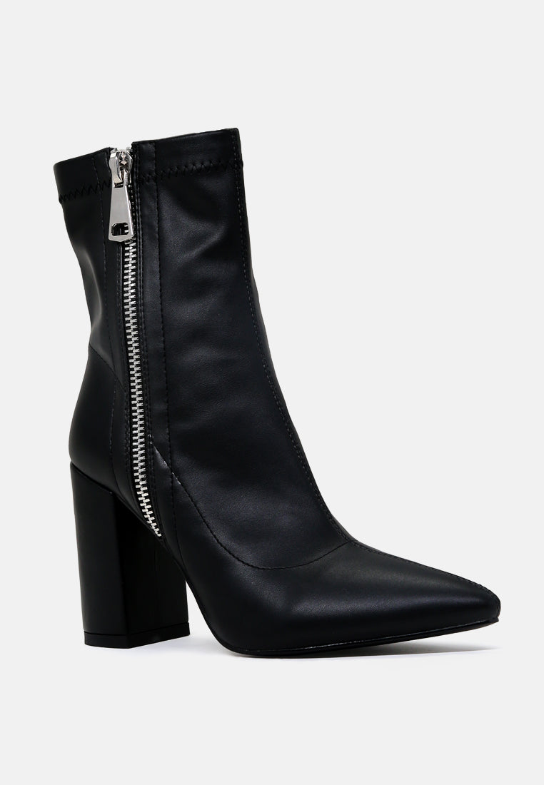 Valeria Pointed Toe High Ankle Boots With Side Zipper-1