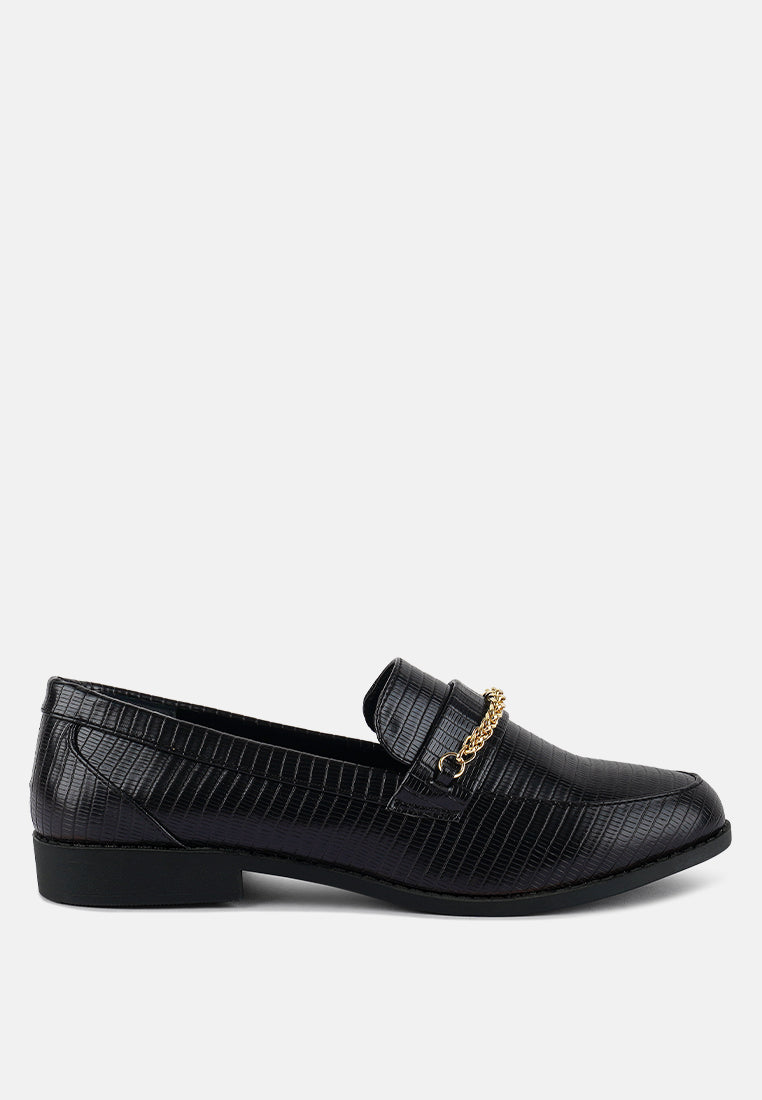 Vouse Low Block Loafers Adorned With Golden Chain-6