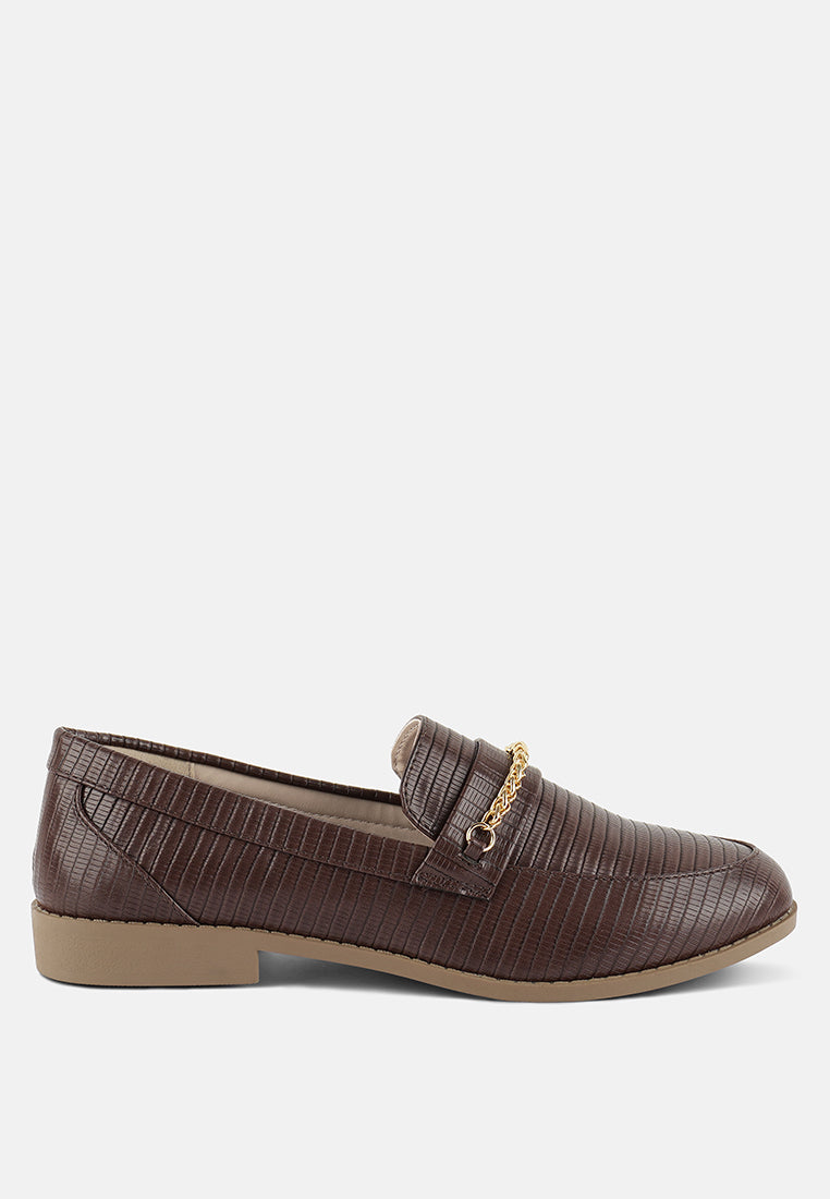 Vouse Low Block Loafers Adorned With Golden Chain-5