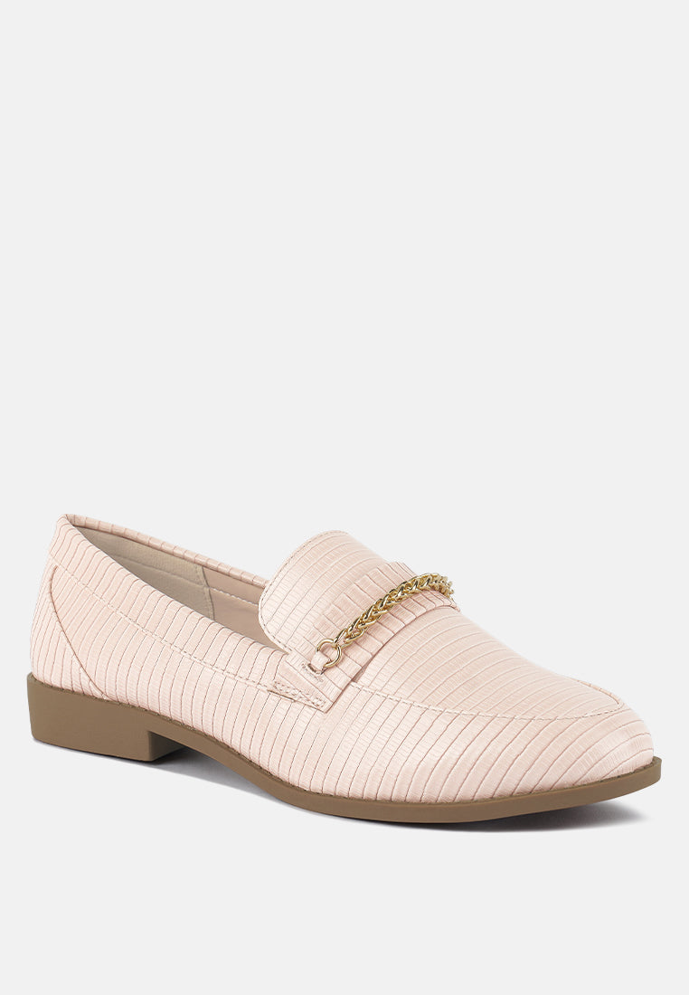 Vouse Low Block Loafers Adorned With Golden Chain-1