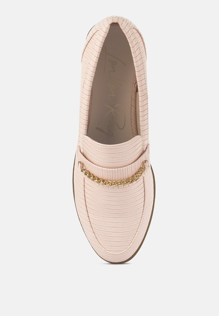 Vouse Low Block Loafers Adorned With Golden Chain-3