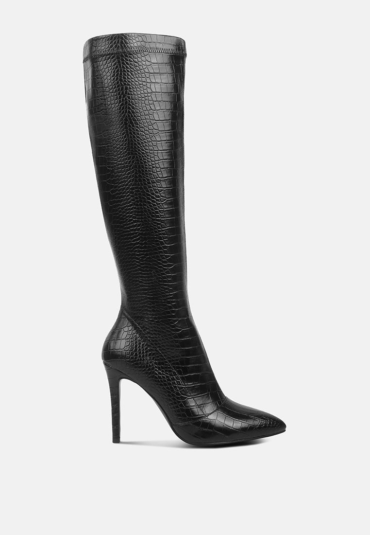 Wheedle Croc High Heeled Calf Boots-7
