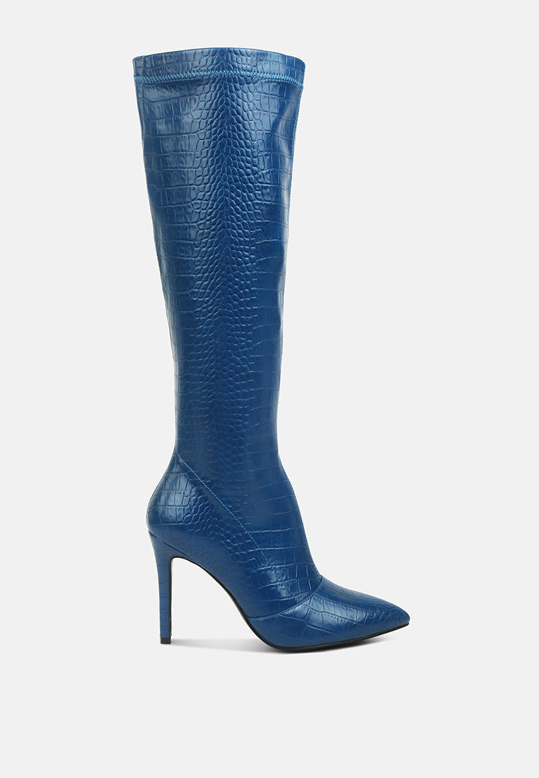 Wheedle Croc High Heeled Calf Boots-5