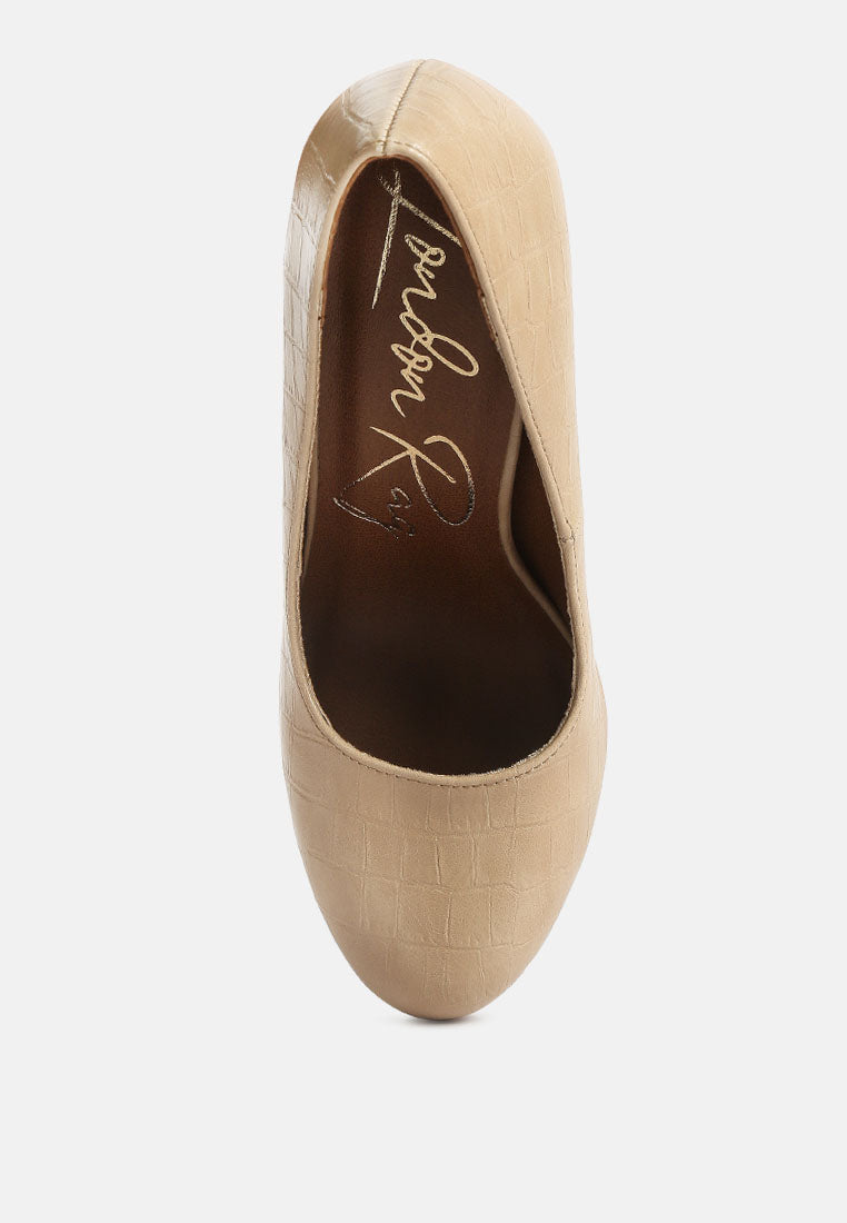 Whitley Croc Texture High Block Heel Pumps-4