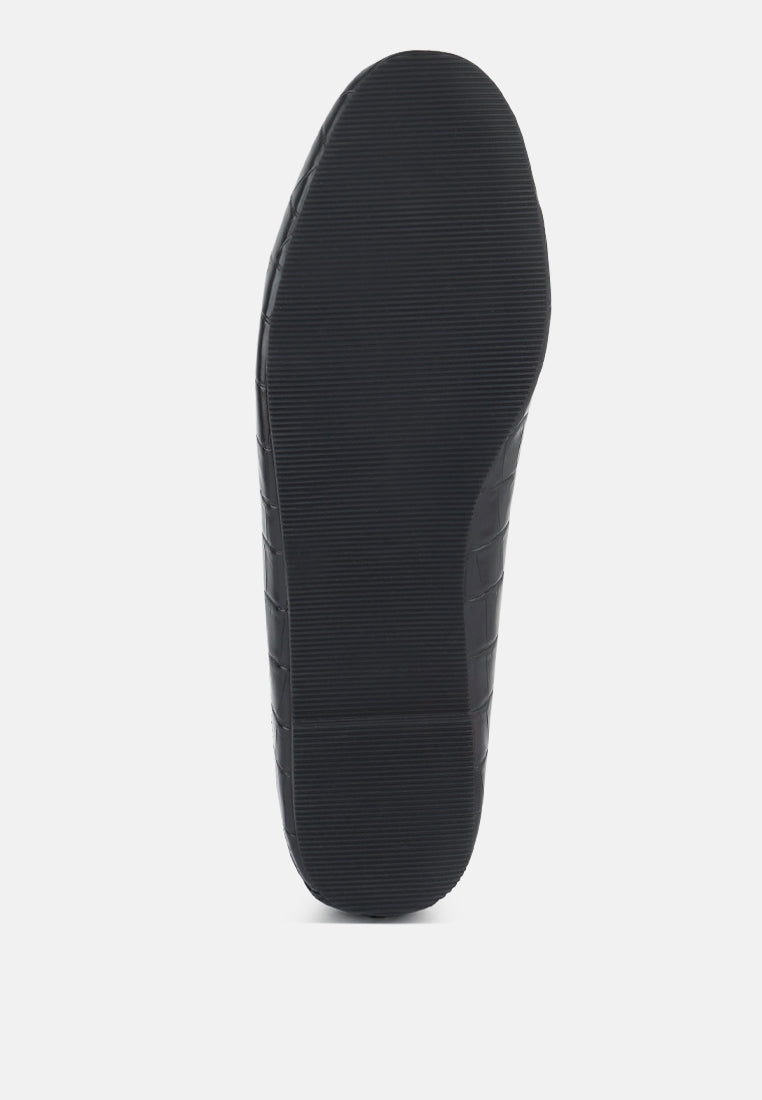 Wibele Croc Textured Metal Show Detail Loafers-4
