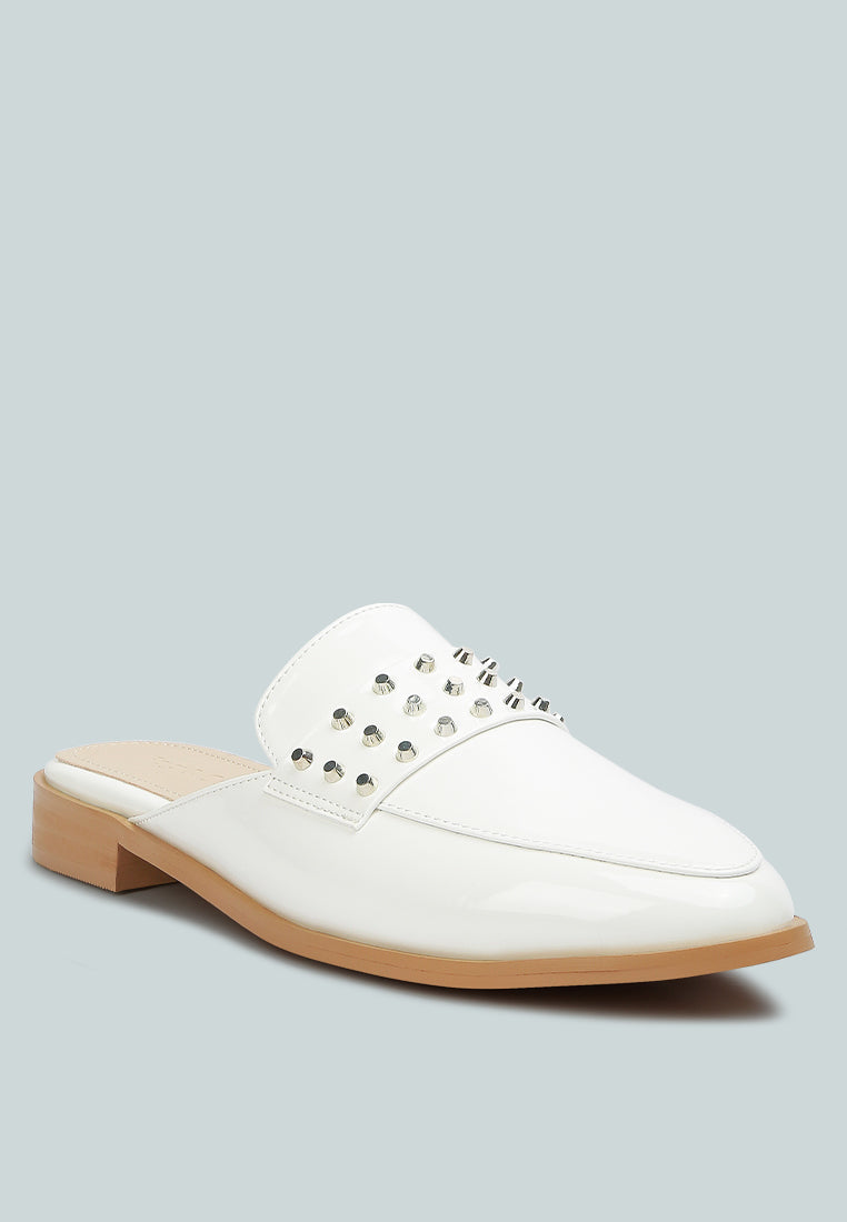 Yashta Patent Studded Flat Mules-1