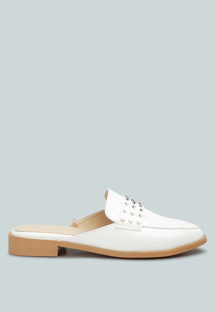 Yashta Patent Studded Flat Mules-0