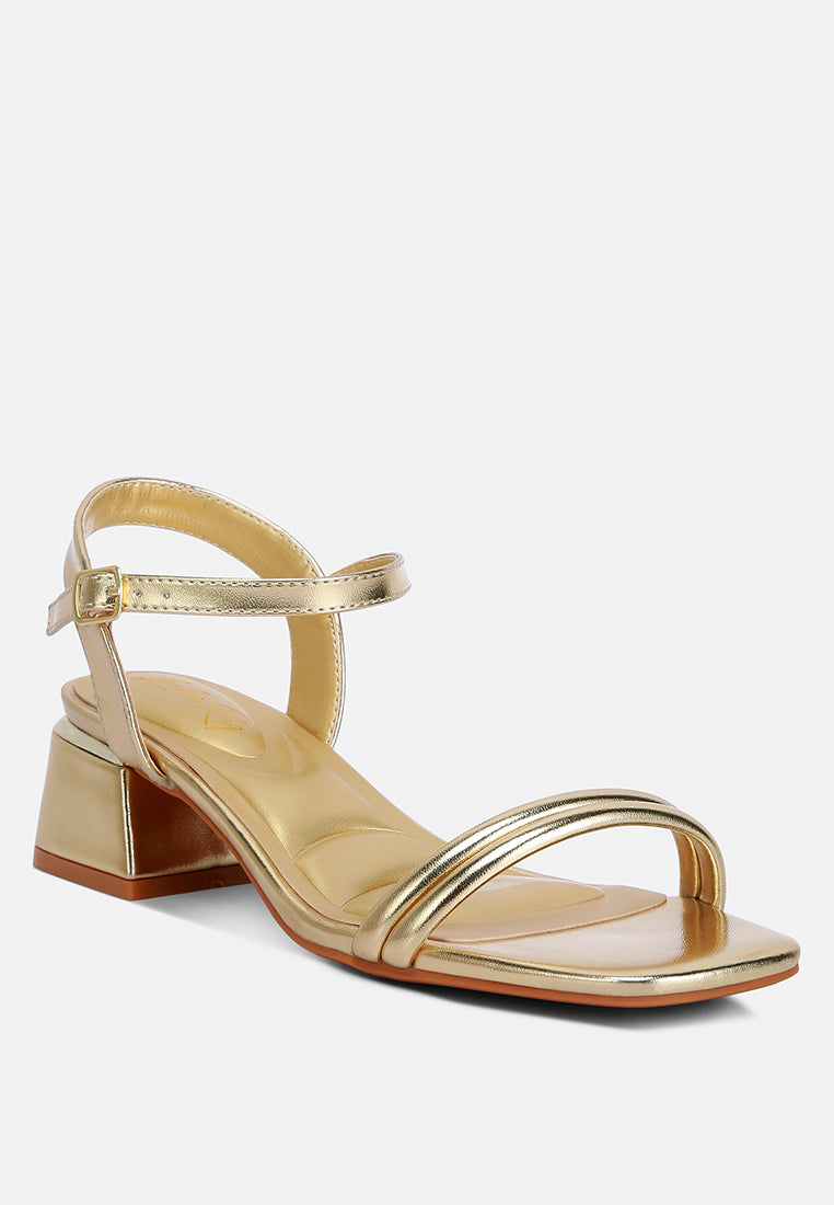 Zabou Metallic Ankle Strap Low Block Heels-1