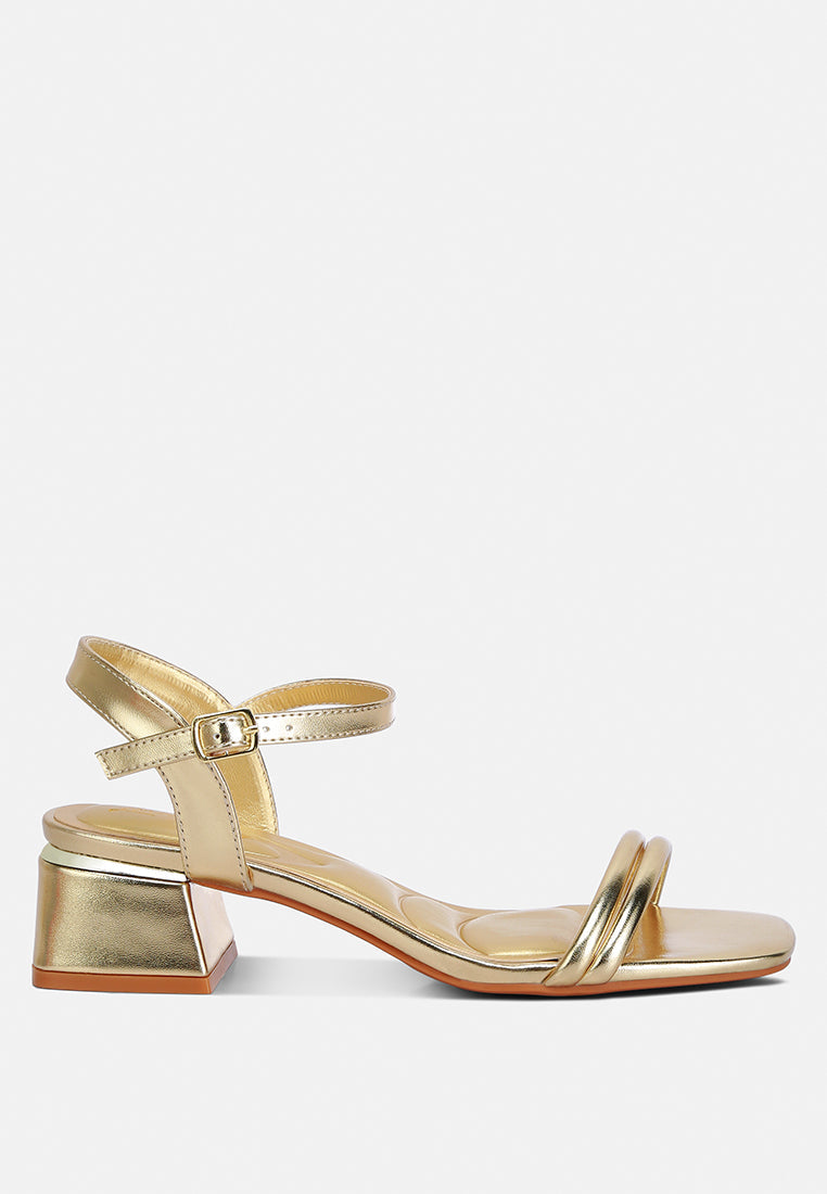 Zabou Metallic Ankle Strap Low Block Heels-0