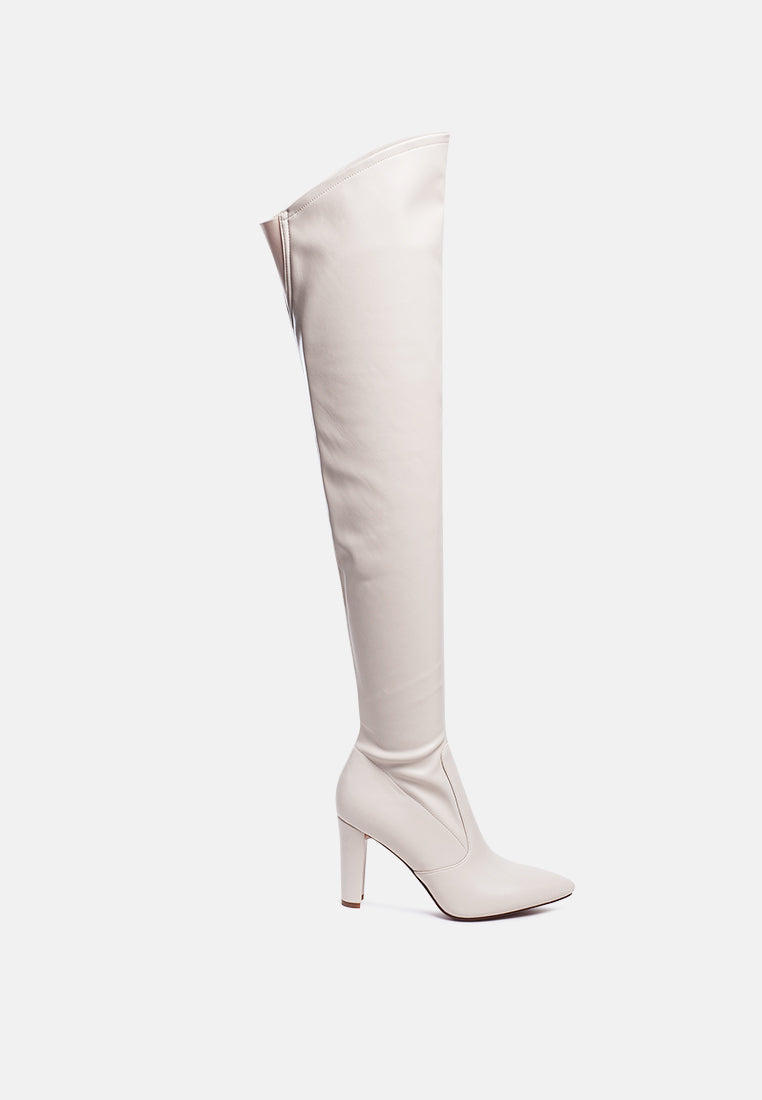 Zade Thigh High Long Boots In Stretch Patent Pu-0