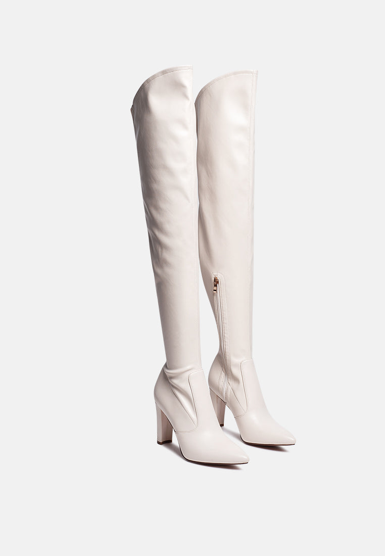 Zade Thigh High Long Boots In Stretch Patent Pu-2