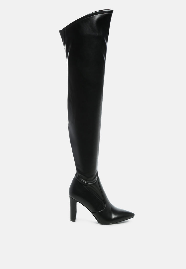 Zade Thigh High Long Boots In Stretch Patent Pu-5