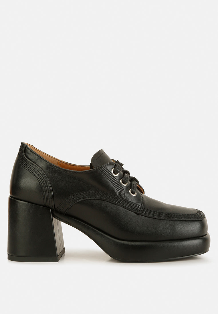 Quecha Leather Block Heel Oxfords-5
