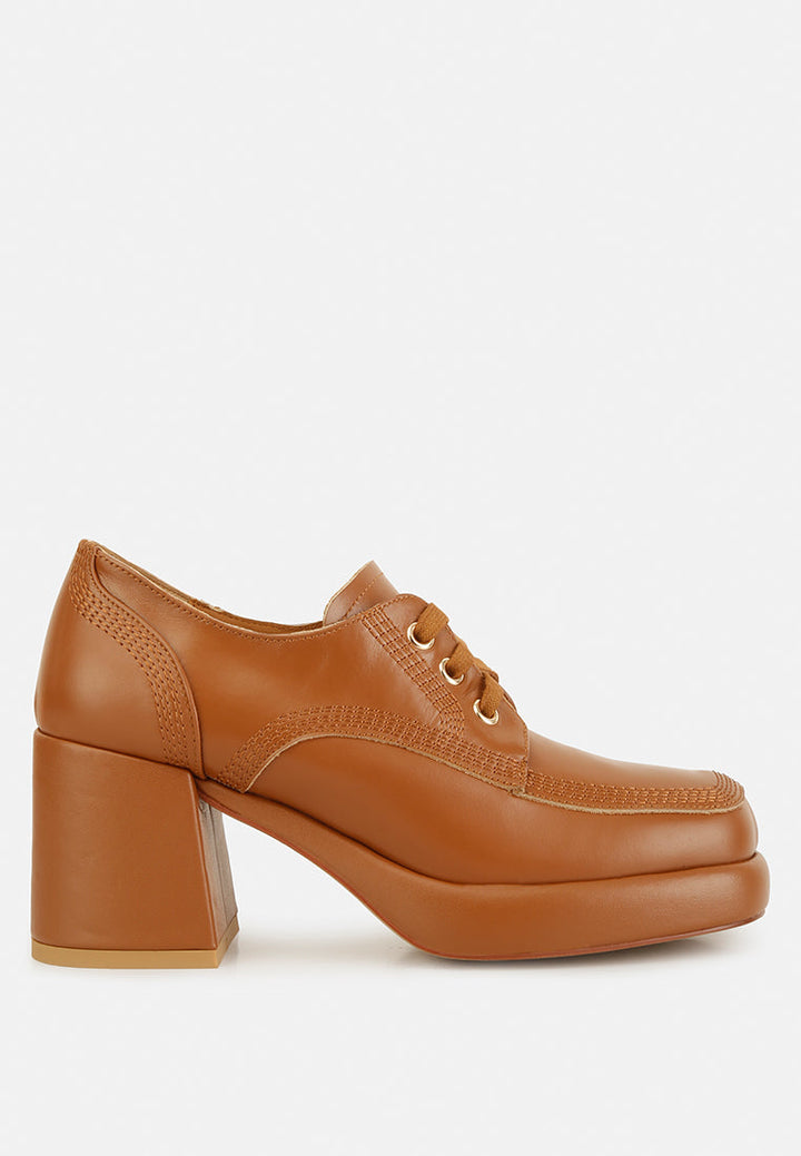 Quecha Leather Block Heel Oxfords-0