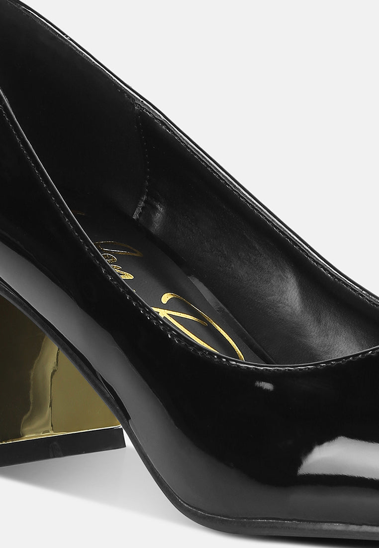 Zaila Metallic Accent Block Heel Pumps-2