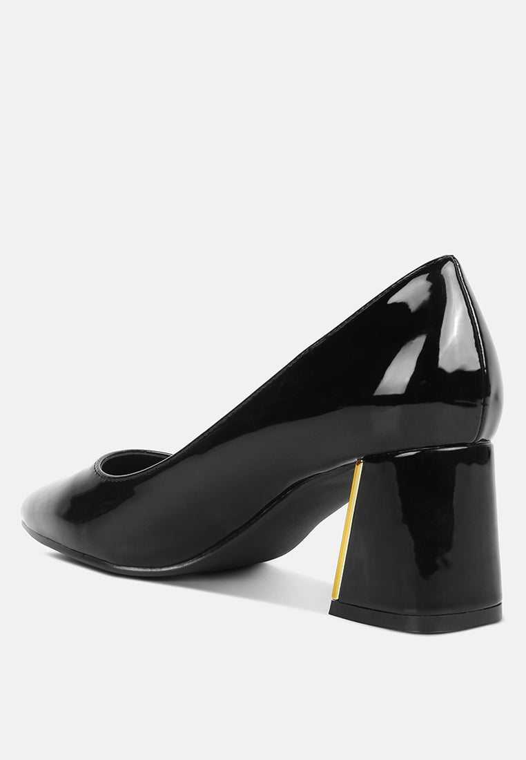 Zaila Metallic Accent Block Heel Pumps-3