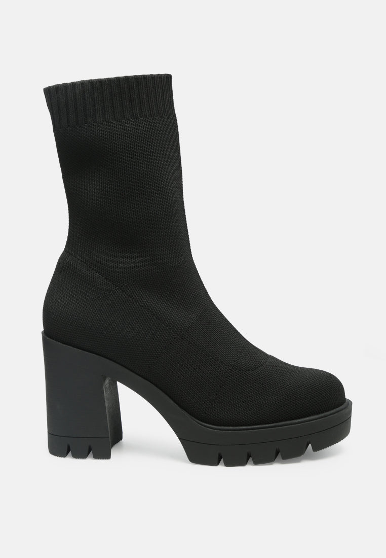 Zinnia Knitted Block Heeled Boots-0