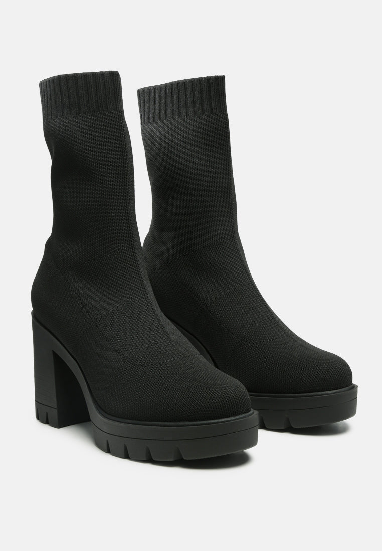 Zinnia Knitted Block Heeled Boots-2