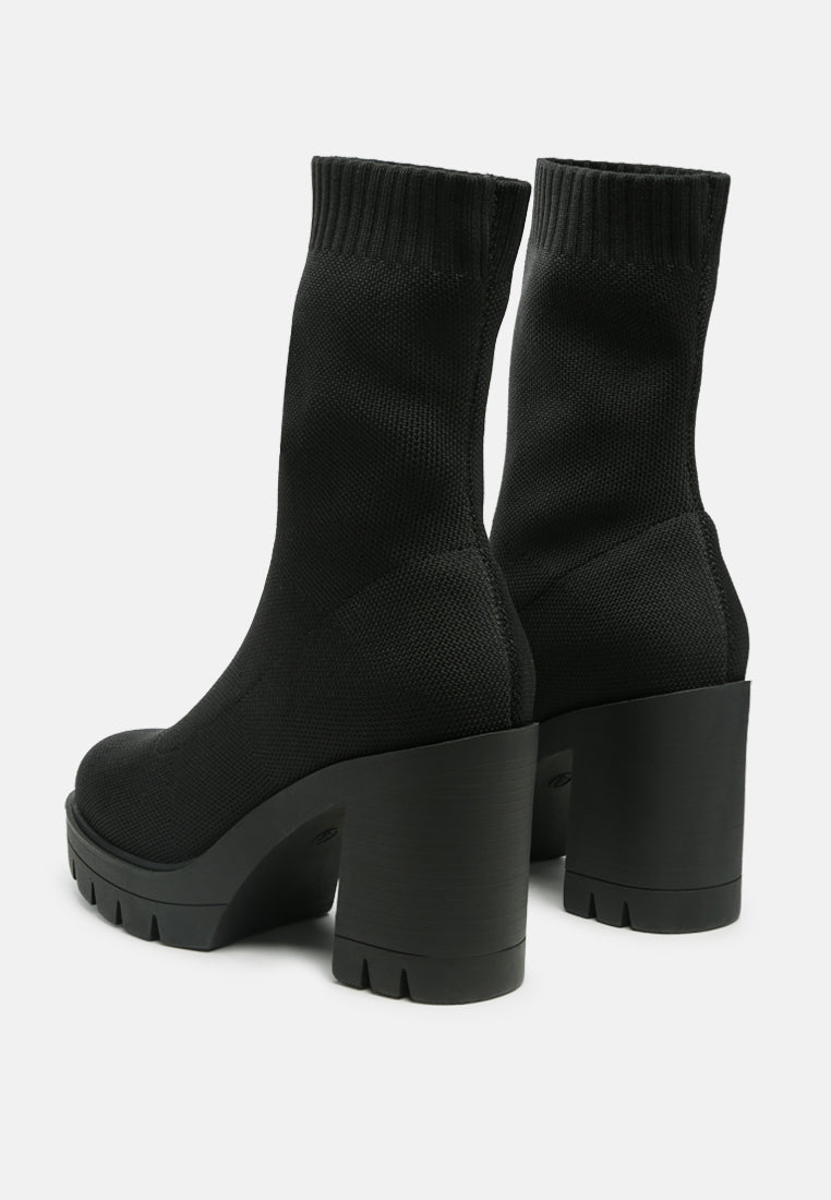Zinnia Knitted Block Heeled Boots-3